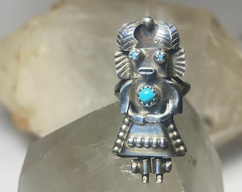 Kachina ring turquoise Navajo sterling silver women