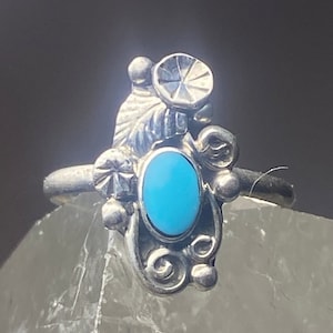 Turquoise Ring size 3.75 southwest pinky sterling silver women girl gh