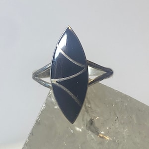 Long Onyx Ring size 4.25 southwest pinky sterling silver women girl c