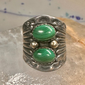 Navajo malachite ring cigar band pinky size 2.75 sterling silver women girls
