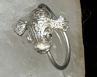 Fish ring Koi band size 6.75 sterling silver women