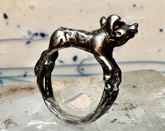 Pig ring pig band size 5 sterling silver women