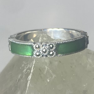 Judith Jack ring size 8 stacker green band marcasites  sterling silver
