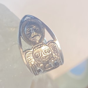 Pacific Northwest spoon ring faces  band sterling silver men women size 10.50
