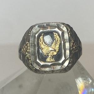 Eagle ring onyx band sterling silver women girls