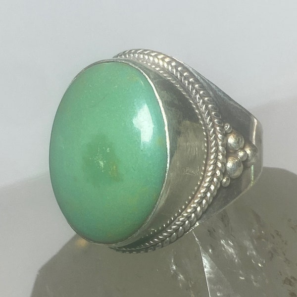 Turquoise ring tribal cigar band sterling silver women men size 9.25