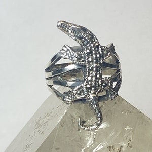 Lizard ring marcasites  sterling silver women girls size 6.75