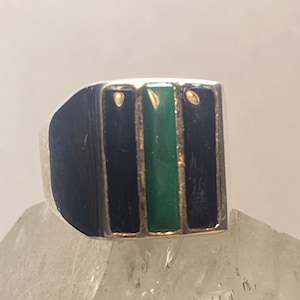 Black ring green band size 10.75 southwest sterling silver men