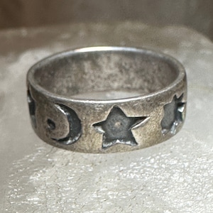 Celestial ring size 7.50 star sun moon stars astrology band sterling silver women men
