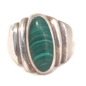 Vintage Sterling Silver Ring Men Malachite Ring Malachite Men Ring Southwestern Ring Men Southwest Ring  Mexican Men Ring Vintage Men Ring