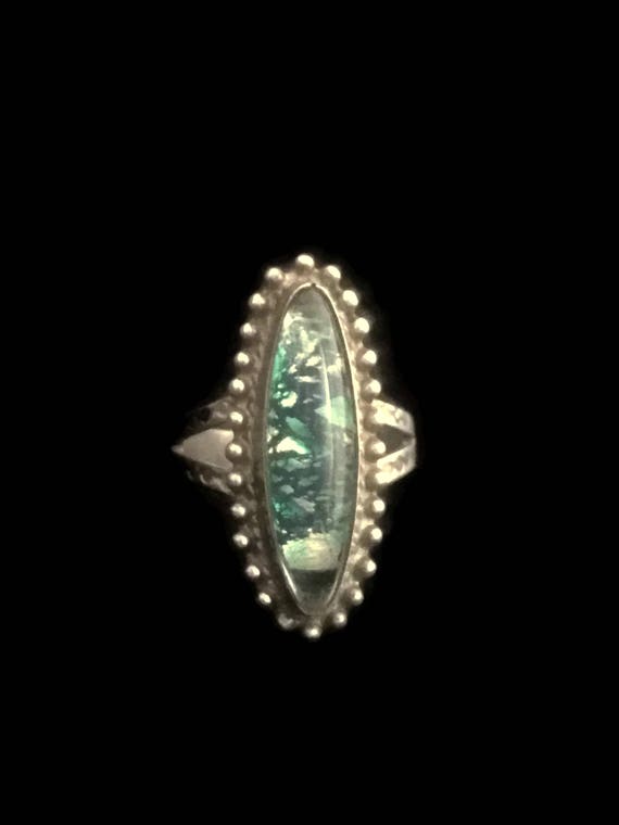 Abalone ring long Southwest sterling silver Women 