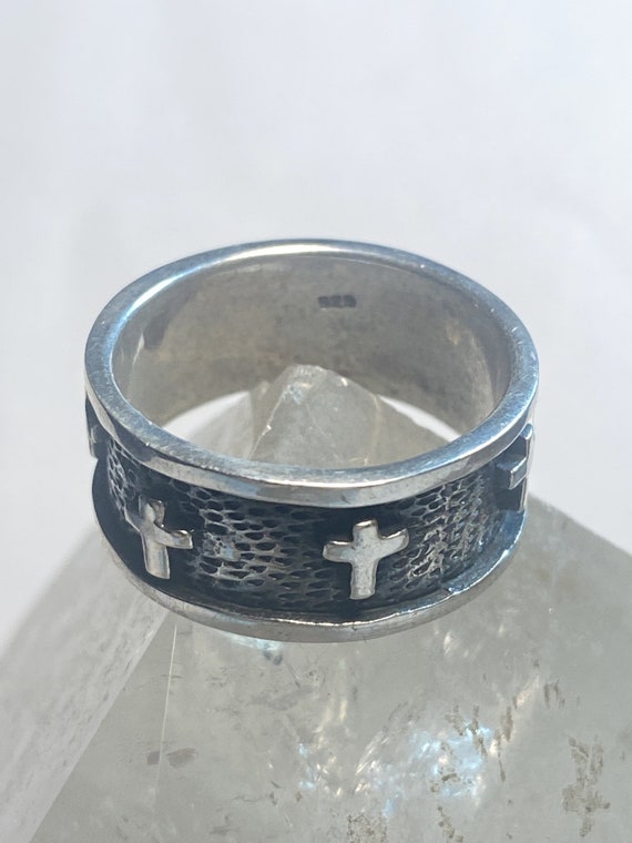 Cross Ring Religious Band Sterling Silver Women M… - image 5