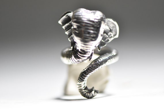 Elephant ring sterling silver wrap around band wo… - image 3