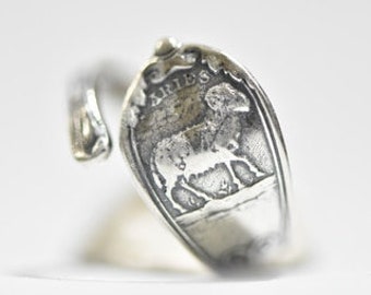 Ram Spoon Ring Aries Spoon Band March Birthday Astrology Sterling Silver Women Girls  Size 7.50