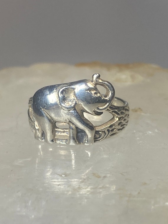 Elephant ring size 5.75 animal band sterling silv… - image 1