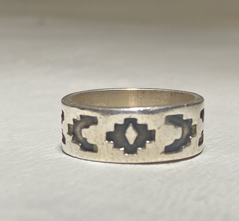 Tapestry ring southwest band sterling silver women men size 6.75