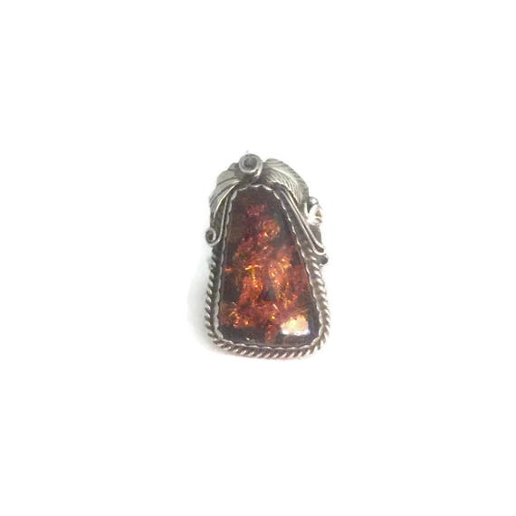 Navajo Ring Size 8. 25 Amber sterling silver women