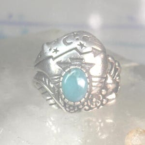 Anello vintage con orso, freccia del sud-ovest, piuma, meteora celeste, fascia con luna e stelle, taglia 8.7, argento sterling, donna