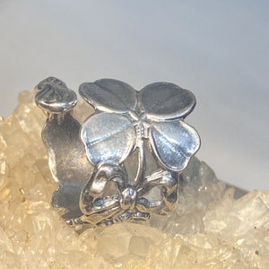 Four leaf clover spoon ring good luck band sterling silver women girls size 7.25