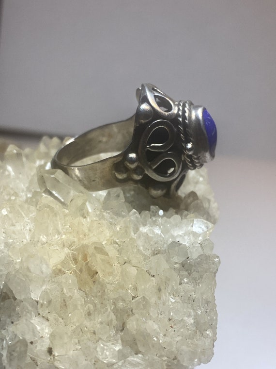 Poison ring blue lapis ? Mexico sterling silver p… - image 3