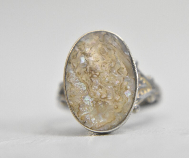 Vintage ring oval pinky sterling silver women girls size 5.75