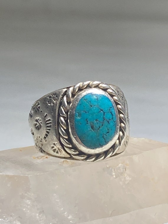 Turquoise Ring Navajo Rope Stampings Southwest Sterling Silver | Etsy