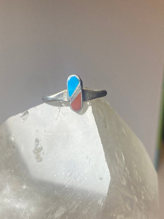 Turquoise coral ring size 6.50 southwest sterling… - image 5