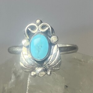 Turquoise ring size 1.75 southwest pinky floral leaves blossom baby children women girls  f