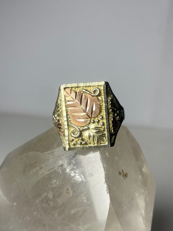 Black Hills Gold Ring Leaves Sterling Silver 12K Women Men Etsy