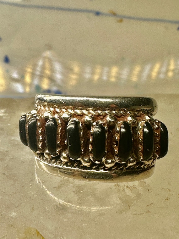 Zuni onyx ring needlepoint band size 6.75 southwes