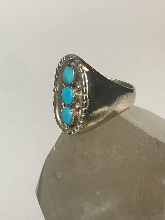 Navajo ring turquoise feathers leaves sterling si… - image 7