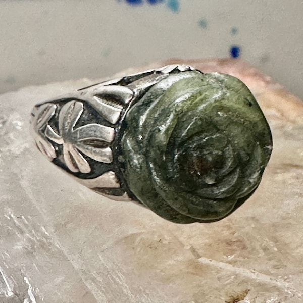 Rose ring Irish connemara marble marble floral size 7 sterling silver women 6.9g