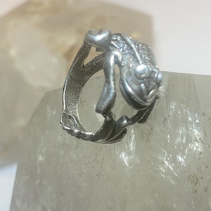 Frog ring frog band pinky toad sterling silver women girls size 3.25