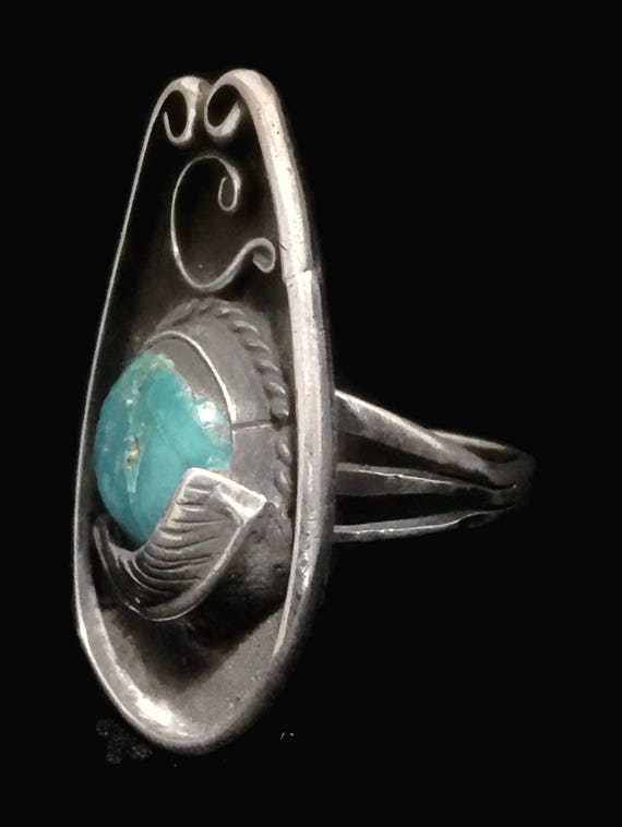 Blue Turquoise Ring Long Turquoise Ring Woman Nav… - image 3