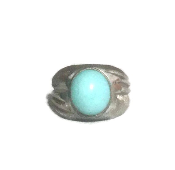 Men Turquoise Ring Vintage Men Ring Size 8 Plus Wo