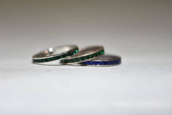 3 Eternity Rings Stacker Bands Vintage Crystal Coc