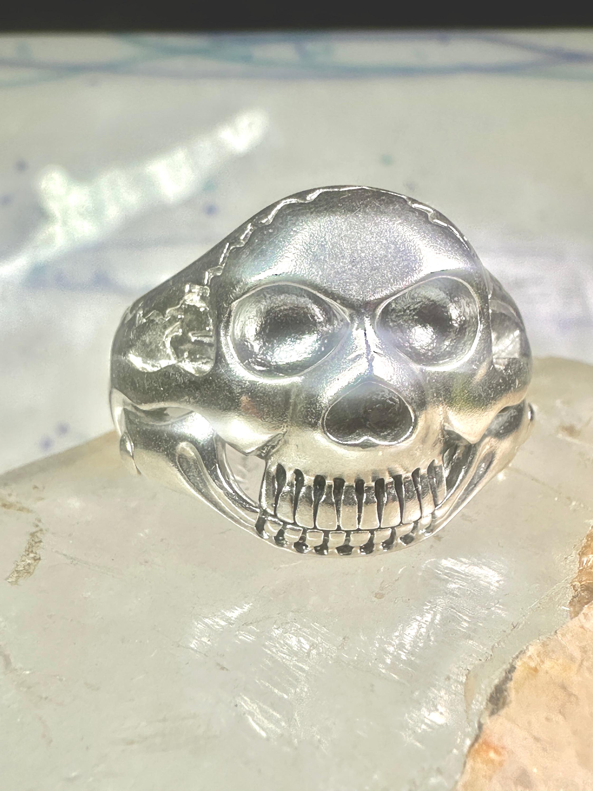 Skull Ring Size 14 Figurative Moving Jaw Sterling Silver Men - Etsy