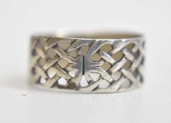 Celtic ring Irish knots woven thumb band sterling… - image 2