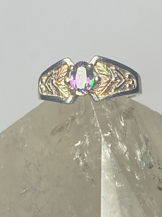 Mystic Topaz ring leaves black hills gold sterlin… - image 7