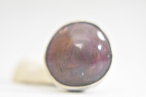 Ruby ring round bulky sterling silver boho women … - image 4