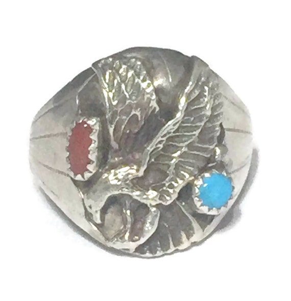 Vintage Eagle Ring Size 13 Minus Southwest Men Ri… - image 1