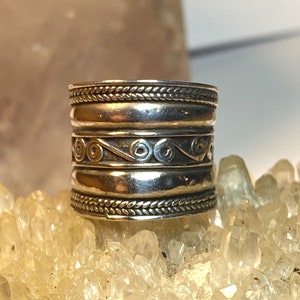Cigar band pinky ring scrollwork detail sterling silver women girls size 6