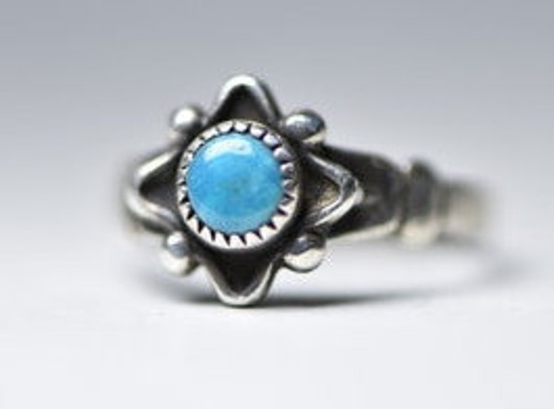 Navajo Ring Turquoise Baby Band Pinky Children Girls Sterling Silver Women Size 4