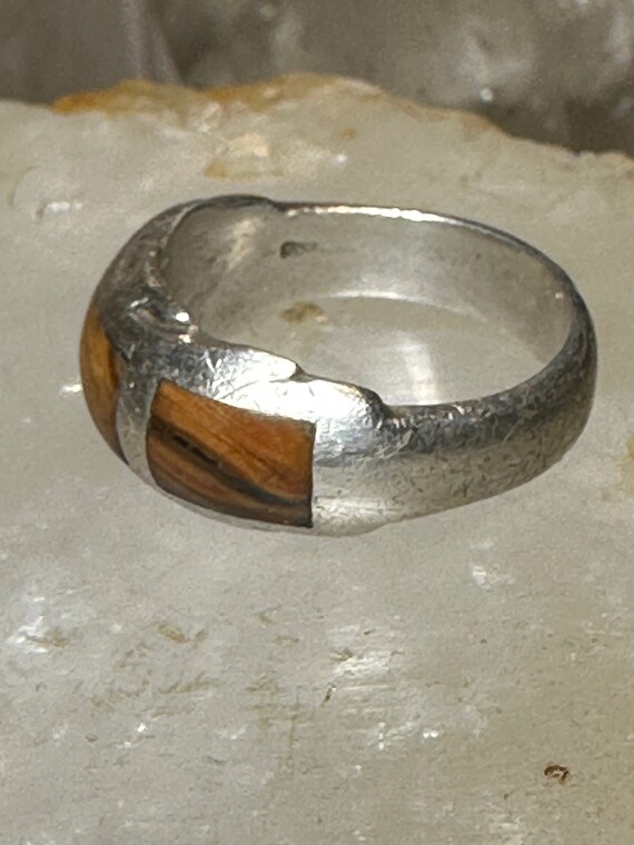 Petrified wood ring size 9 southwest band  sterli… - image 6