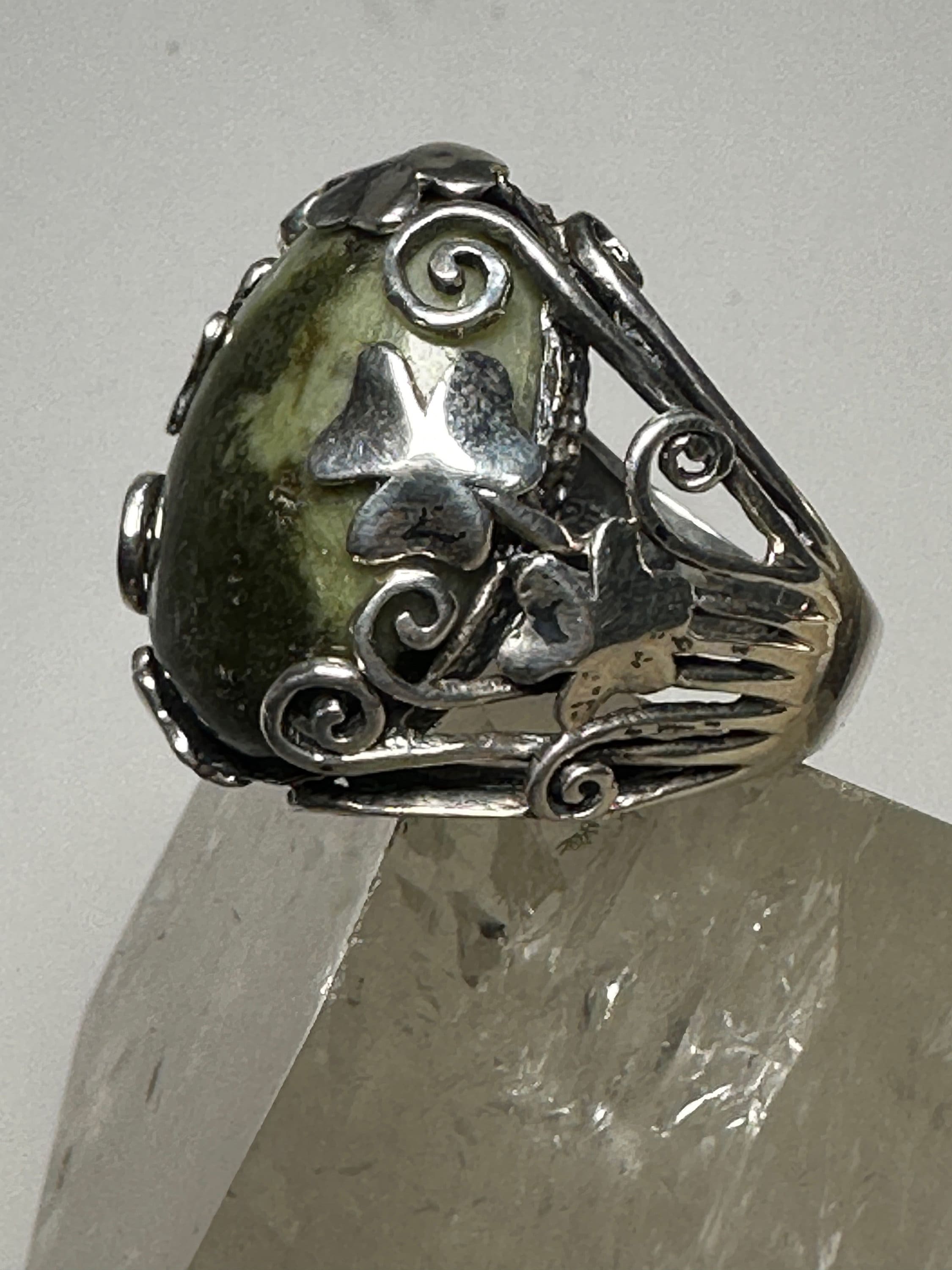 Shamrock Ring Size 7 Connemara Marble Ireland Irish Sterling Silver St Patrick Day Etsy UK