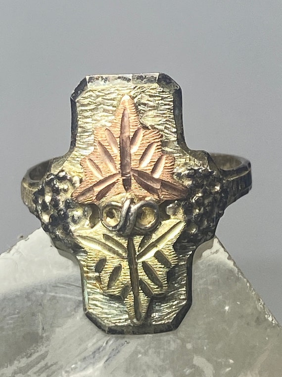 Black Hills Gold Ring Size 5.75 Leaves Long Sterling Silver Women
