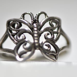 Butterfly Ring Insect Band Sterling Silver Women Girls Size 6.25
