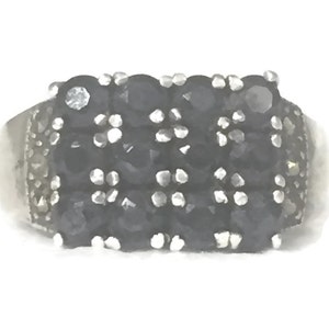 Vintage Marcasite Ring Marcasite Band Black Stone  Ring Size 7 Vintage Wide Ring Size 7 Minus Boho Ring Size 7 BoHo Band Size 7 Sterling