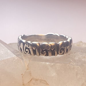 Elephant ring elephants band slender stacker pinky sterling silver women girls size 6.50