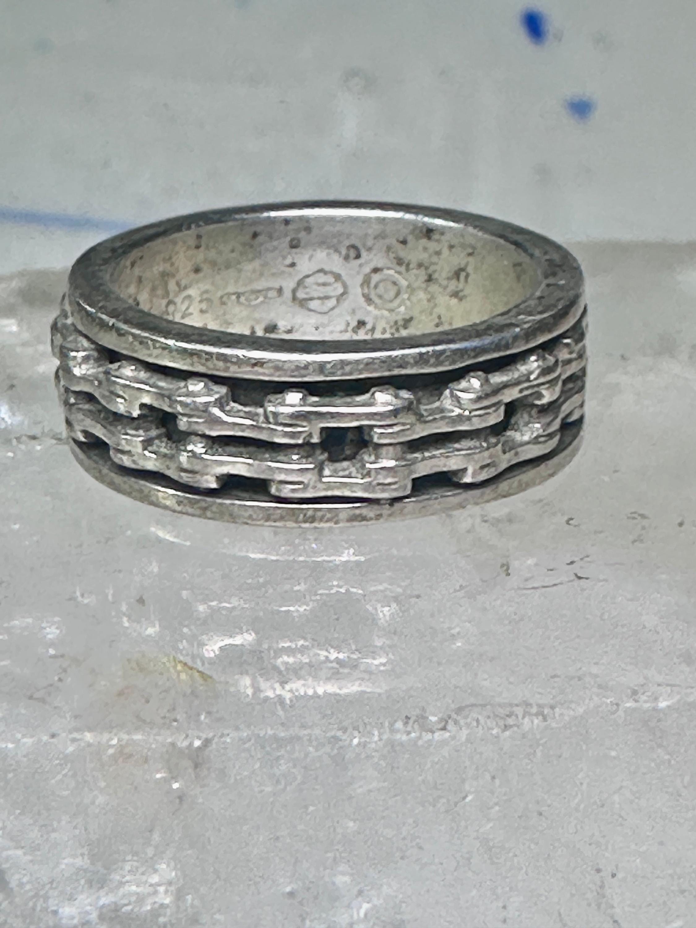 Harley Davidson Ring Biker Chain Band Size 7.75 Sterling Silver